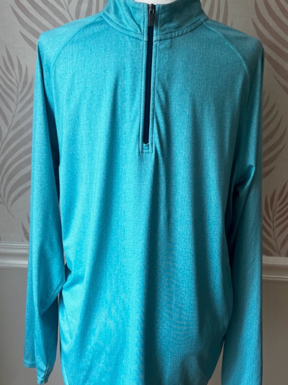 Bugatchi Teal Performance Quarter-Zip Pullover, NWOT, Size L